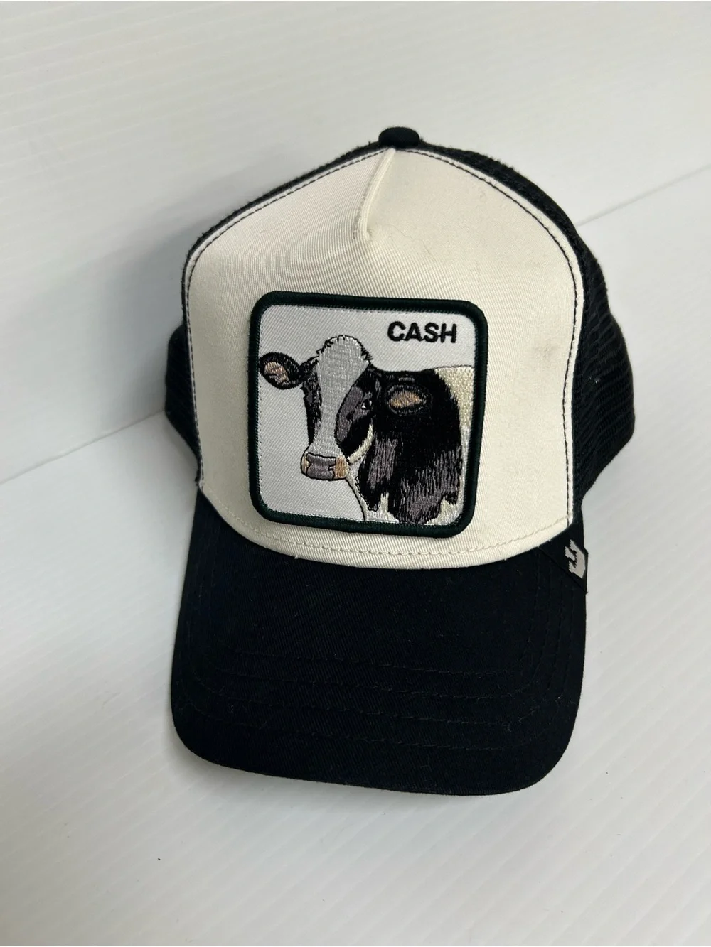 Goorin Bros' Cash Cow Black Snapback Trucker Hat Cap Patch Logo Mesh Back